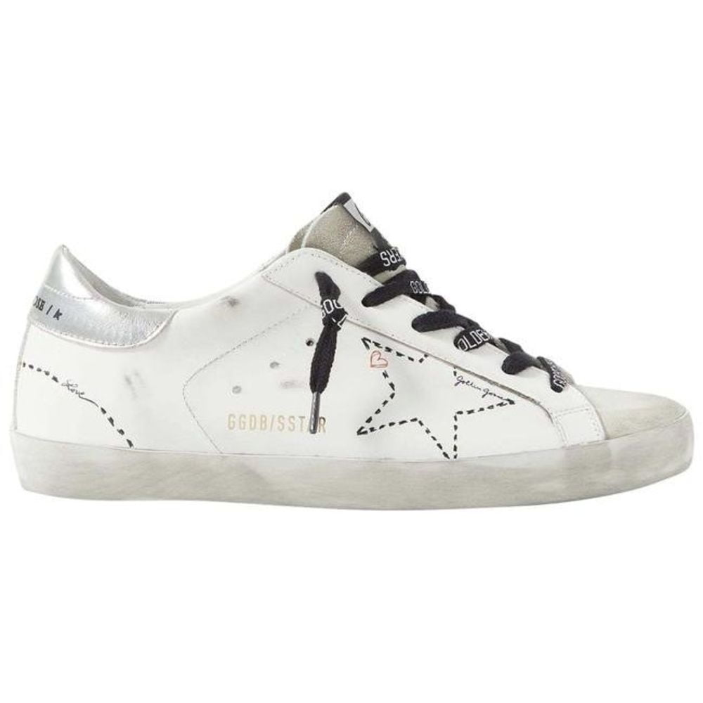 GOLDEN GOOSE DELUXE BRAND White Superstar Distressed Leather and