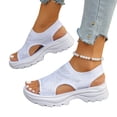 thumbnail image 2 of Women Platform Sandals Open Toe Breathable Mesh Sandals Comfortable Summer Beach Thick Shoes Casual Outdoor Walking Sandal Footwear White 40, 2 of 6