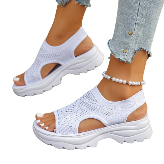 Willtoo Women's Beach Orthopedic Sandals Outdoor Knit Elastic Thick Sole Sandals Comfortable Casual Open Toes Summer Shoes
