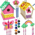 thumbnail image 3 of Birdhouse Kit,Wooden Crafts And Arts Diy Bird House Wind Chime Kits,Bird Houses To Paint,Build And Paint Birdhouses Wooden Arts Kits,Wooden Bird House Coloring Unfinished Wood Hanging Ornaments, 3 of 7