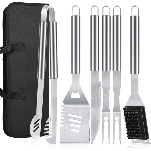 BBQ Grilling Accessories, 16-Inch Stainless Steel BBQ Grill Tools Set for Men, Heavy Duty Grilling Accessories Kit for Camping, Kitchen, Extra Thick Barbecue Utensil