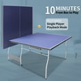 thumbnail image 2 of 8ft Mid-Size Foldable Ping Pong Table Set (Indoor, Blue, 96''x54'' Spacious Surface, Multi-Purpose Halves, 1-Person Instant Setup, Lockable Fold Top + Net/Paddles/Balls), 2 of 10