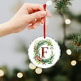 thumbnail image 6 of Letter F Monogram Letter Watercolor Christmas Ornament Xmas Decor Indoor Home Holiday Party Gifts Personalized Custom Monogram Name Round Shaped Glass Ornament, 6 of 8