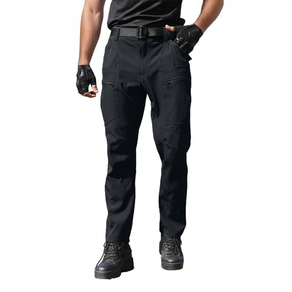 oqasdz Mens Cargo Pants Winter Lined Hiking Work Outdoor Stretch Thermal Cargo Trekking Trousers Long Warm Cargo Trousers