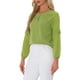 thumbnail image 4 of INSPIRAR CHIC Blusa de gasa para mujer con cuello de ojal, mangas de patchwork, elegante top de trabajo, L Verde, 4 of 6