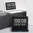 thumbnail image 4 of Alarm Clock 15W Fast Charging Mobile Phone Wireless Charger Brightness Adjustable Snooze Function Desktop Clocks Home Supplies Black, 4 of 9
