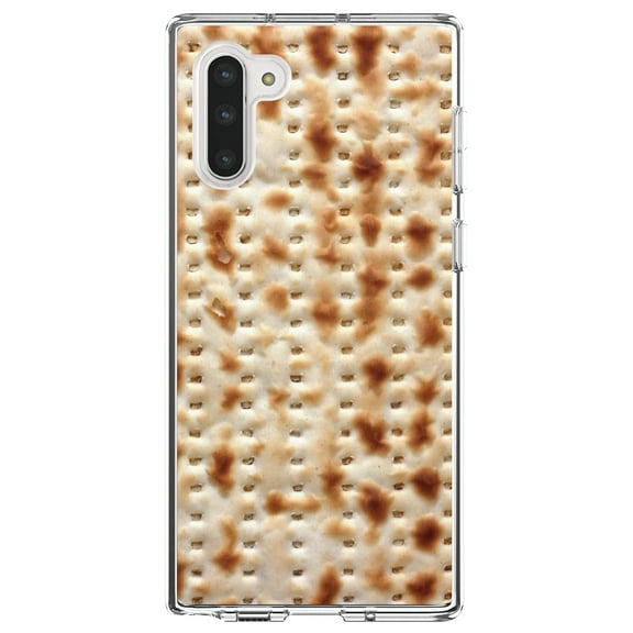 DistinctInk Clear Shockproof Hybrid Case for Samsung Galaxy Note 10 (6.3" Screen) - TPU Bumper, Acrylic Back, Tempered Glass Screen Protector - Passover Matzah