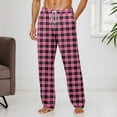 thumbnail image 2 of Men's Pajama Bottoms Ultra Lightweight Plaid Lounge Pj Pants with Pocket Drawstring Soft Elastic Waistband Pajama Pant (a-Pink, L), 2 of 6