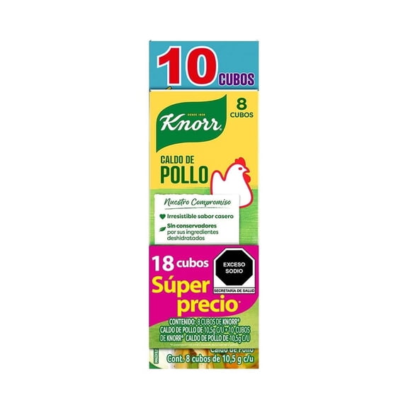 Caldo de pollo Knorr 18 cubos de 10.5 g c/u