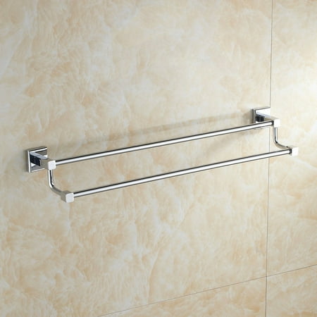 Contemporary Brass Finish Leyden Contemporary Bathroom Accessories Solid Brass Double Towel Bar Chrome Finish Lavatory Home Decor Bath Shower Improvement Towel Racks and Holders Free Standing Space Saver Towel Bars ()