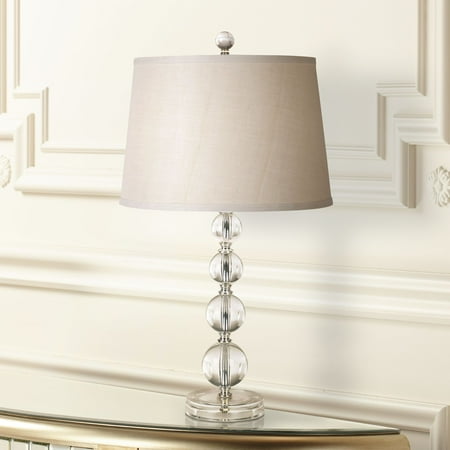 Acrylic Modern Table Lamp - 360 Lighting Modern Accent Table Lamp Stacked Clear Acrylic Ball Open Design Off White Drum Shade for Living Room Family Bedroom