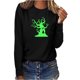 thumbnail image 3 of Camiseta luminosa de manga larga verde fluorescente de noche de Halloween para mujer Tops Fridja  hj2733, 3 of 7