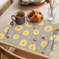 thumbnail image 3 of Cute Bees Sunflowers Placemats Set of 6 Yellow Floral Grey Farmhouse Place Mats Indoor Wipeable Table Mats Washable Cloth Dining Table Placemats for Kitchen Holiday Party Home Decor 13x19 Inch, 3 of 9