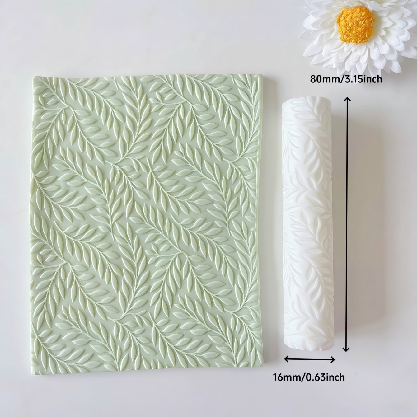 Natural Embossed Leaf Texture Polymer Clay Roller for DIY Earring Making