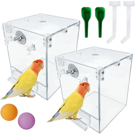 Bird Bath for Cage,2 Pcs Hanging Bird Bath Box No-Leakage Parrot Shower Tub with Water Injectors Birds Bathing Accessory for Parrots Canary Lovebirds Conures Parakeets