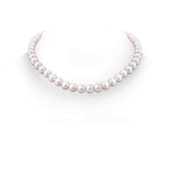ANGARA 9-10mm, 18" Freshwater Cultured Pearl Single Line Necklace in 925 Sterling Silver for Women | June Birthstone, Birthday, Anniversary, Jewelry Gift for Women | Pearl Necklace