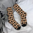 thumbnail image 5 of Rateoe Argyle of brown for Women Casual Calf Socks - Cute Crew Socks - Thin Soft Above Ankle Socks Size 5-11, 5 of 6