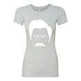 thumbnail image 2 of Wild Bobby, White Parks and Rec Fans Ron Swanson Mustache Face Silhouette, Pop Culture, Women Slim Fit Junior Tee, Heather Grey, Small, 2 of 4