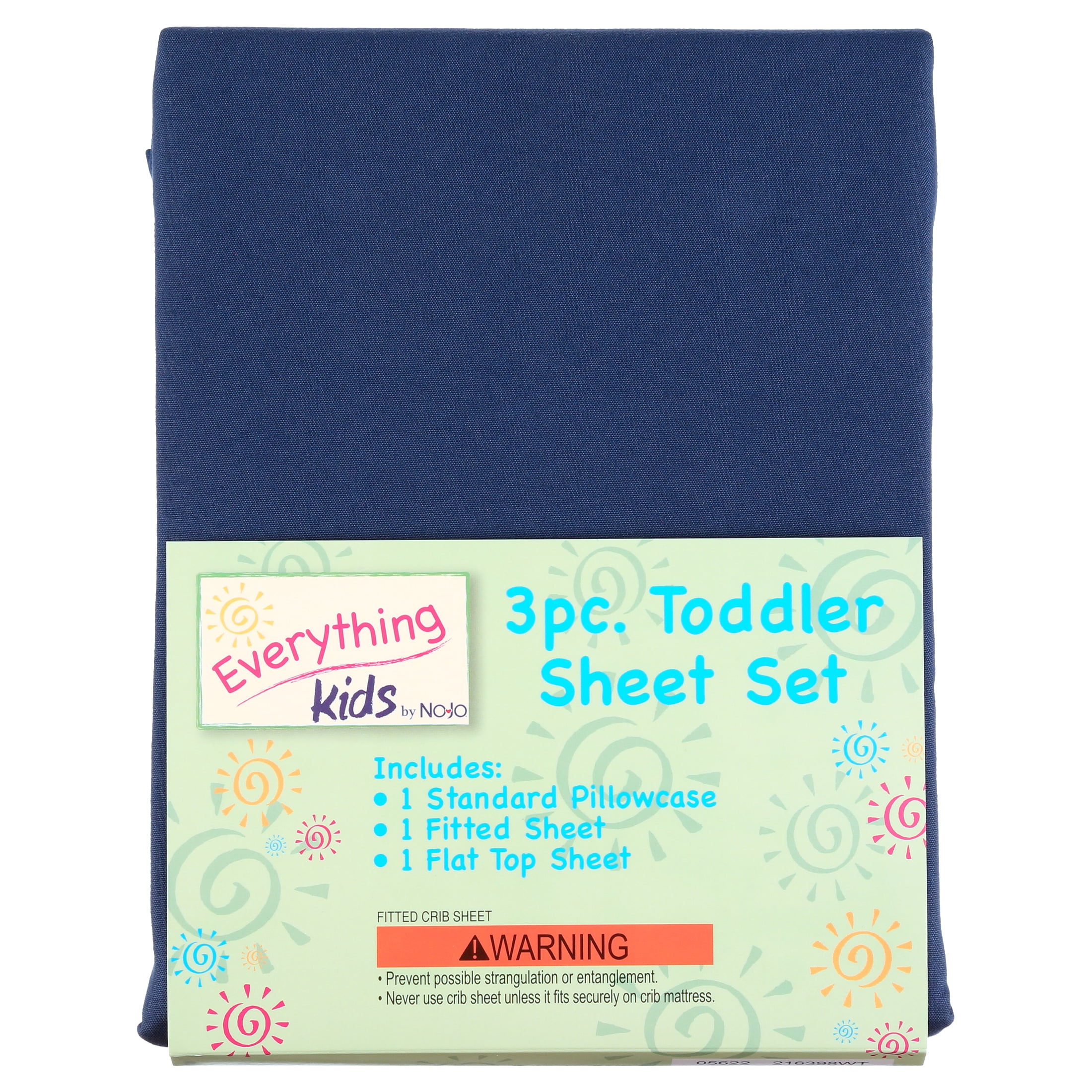 Everything Kids Navy Blue Solid Print Polyester and Microfiber Fitted Sheets Toddler Bed (Count 3)