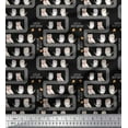 thumbnail image 1 of Soimoi Black Rayon Fabric Text & Owl Bird Printed Craft Fabric by the Yard 42 Inch Wide, 1 of 3
