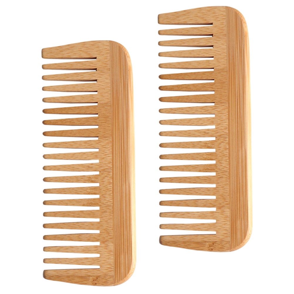 WRITWAA 2Pcs Natural Wood Hair Comb Wide Tooth Massage Comb for Home Use Durable and Skin Friendly
