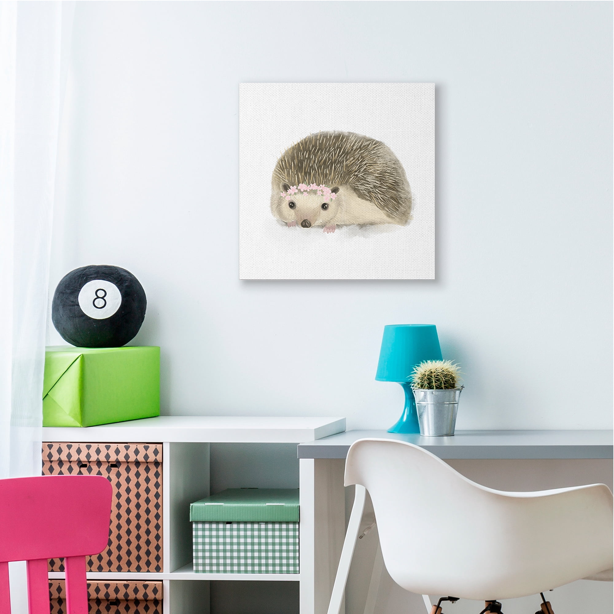 Stupell Industries Cute Floral Crown Hedgehog Nursery Woodland Animal Canvas Wall Art, 24 x 24, Design by Daphne Polselli