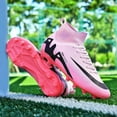 thumbnail image 3 of Ruran Mens High-Top Soccer Cleats Womens Turf Football Shoes Boys Girls Lightweight Youth Professional Indoor Outdoor AG Black Purple Pink, 3 of 9