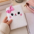 thumbnail image 4 of Lksixu Cartoon Plush Pocket Notebook, 4.3"x5.7" Cute Fuzzy Cat Design Notepads with Sequined Bow, 160 Pages Lined Journal Notebooks, Portable Small Memo Diary for Travel Office Writing Drawing, 4 of 6