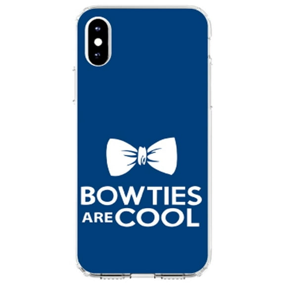 DistinctInk Clear Shockproof Hybrid Case for iPhone XS Max (6.5" Screen) - TPU Bumper, Acrylic Back, Tempered Glass Screen Protector - Bow Ties Are Cool