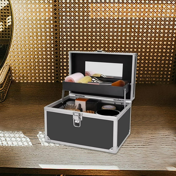 Vaveren Makeup Tools Storage Container,Manicure Supplies Case Lightweight Travel with Handle Makeup Train Case for Aesthetic Supplies S