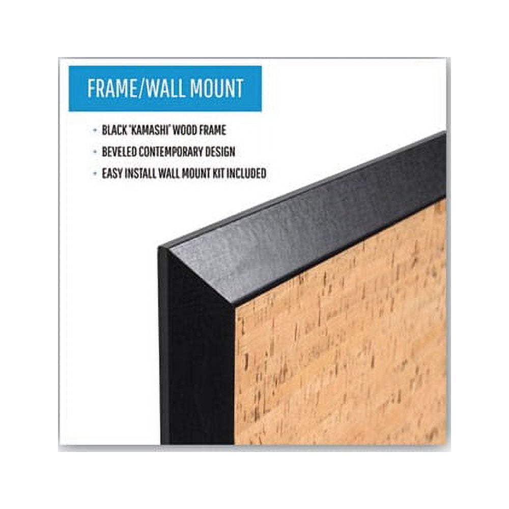 Natural Cork Bulletin Board 24x18, Cork/Black
