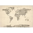 thumbnail image 2 of Art.com Map of the World Map from Old Sheet Music Art Print by Michael Tompsett, 24" x 16", 2 of 4
