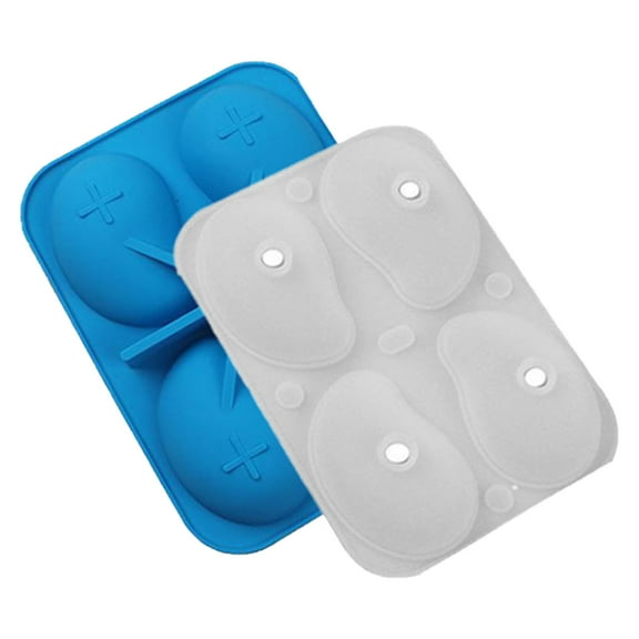 4 Cavity 3D Mango Shape Silicone Fruit Mould With Funnels, Heat Resistant For Cake/Jelly/Soap - Easy To Clean