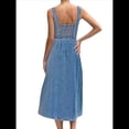 thumbnail image 4 of Vestido Vaquero Maxi con Tirantes para Mujer, Sin Mangas, de Verano, Ajustado y con Cuello Halter. Azul Oscuro L, 4 of 9