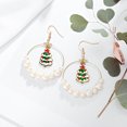 thumbnail image 4 of Christmas Earrings Xmas Tree Faux Pearl Hoop Drop Earring Dangle Earring, 4 of 10