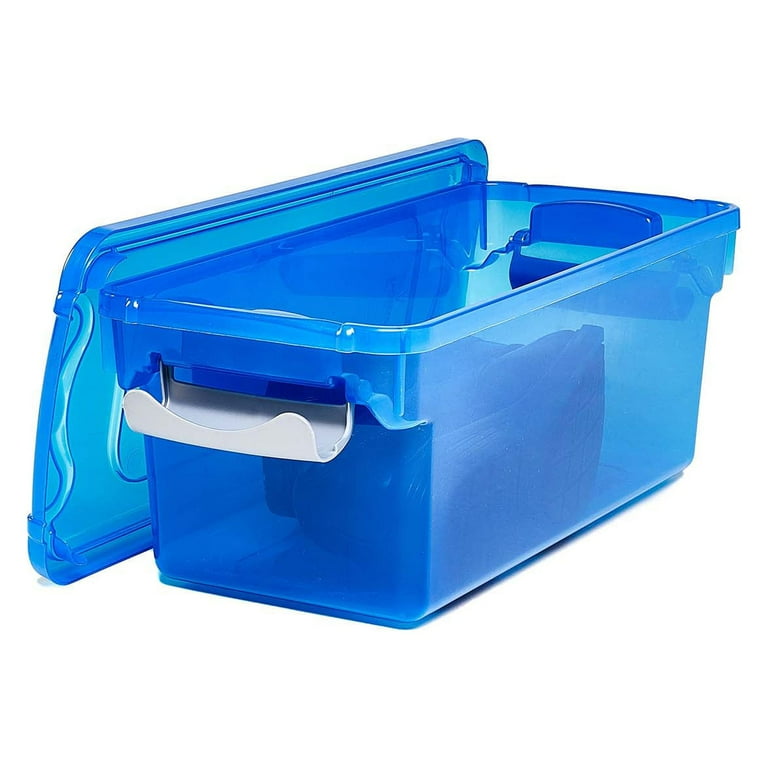 Homz 1.8 Gallon Plastic Storage Container, Blue and Clear