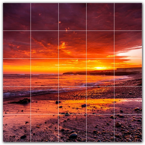 Picture-Tiles.com: Sunset Ceramic Tile Wall Mural WAL500979-55M. 30"W x 30"H using (25) 6" x 6" Ceramic Tiles-Satin Finish