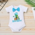 thumbnail image 5 of IBTOM CASTLE Infant Baby Boys Jungle Woodland Sea Animals 1st Birthday Outfit Bowtie Romper + Short Pants Cake Smash Photo Shoot Clothes Set 12-18 Months Blue Boxer, 5 of 7