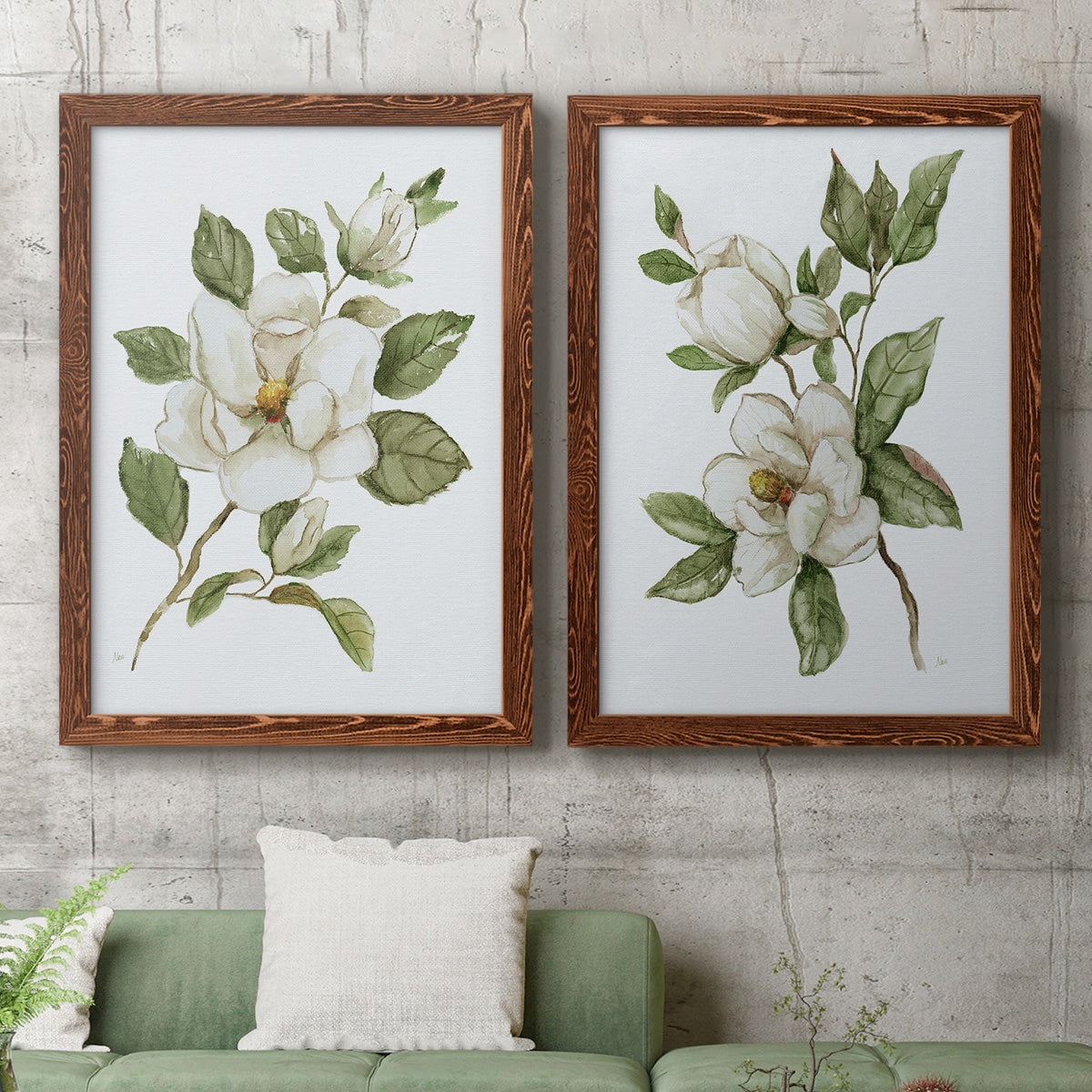 Magnolia Morning I - Premium Framed Canvas 2 Piece Set - Ready to Hang