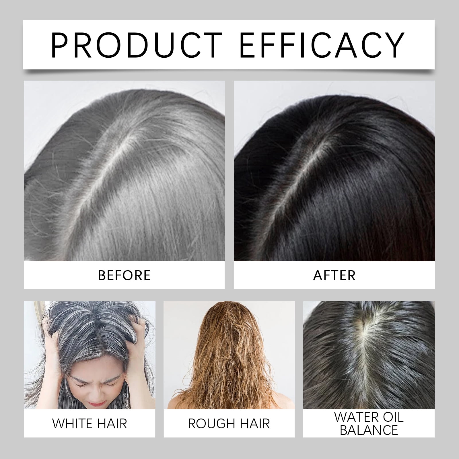 Alvantor 3 in 1 Black Hair Dye Shampoo, Permanent & Fade-Resistant, Gray Coverage, 3.52fl.oz