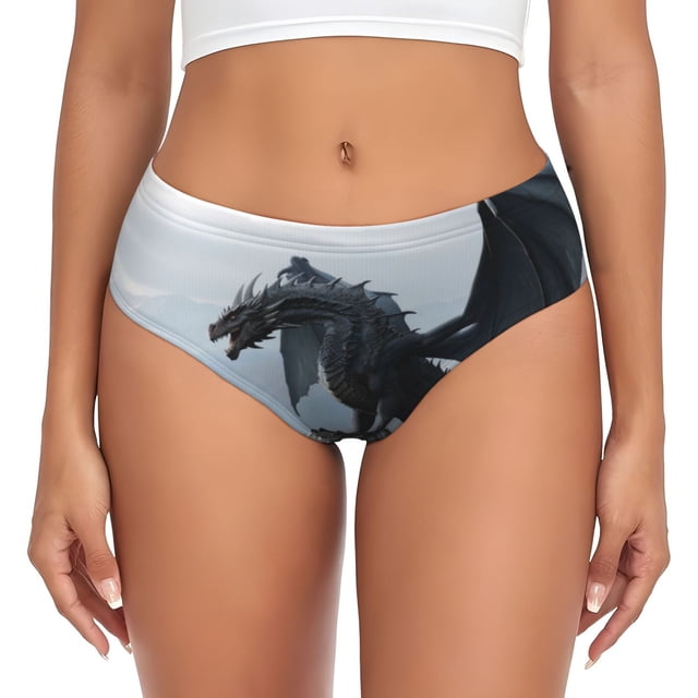 Fotbe Valley Gray Dragon Calzones Estampados para Mujer – Ropa Interior de Algodón, Cómoda, Suave y Elástica-Medium