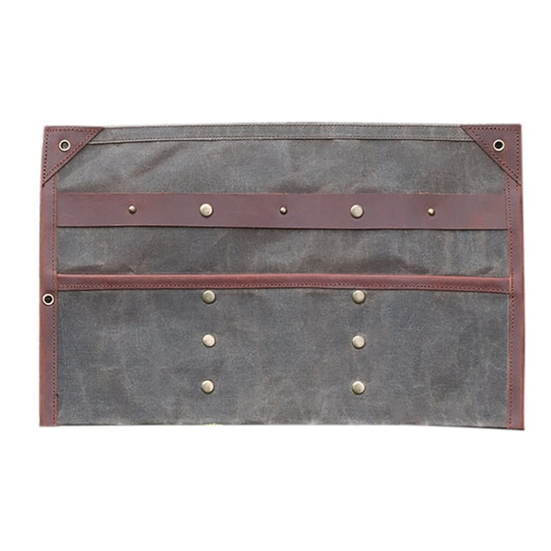 Greeniant Bolsa de almacenamiento de vajilla Cubiertos portátiles Rollo Picnic Cocina Utensilios de cocina Kits de desorden para acampar Caqui