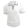 thumbnail image 3 of Telankuip Men's Knit Polo Shirts 2026 Summer Short Sleeve Quarter Zipper Polo Sweater Ribbing Pure Color Stretch Slim Fit Soft Comfortable Business Casual Pullover Tops 2-White XL, 3 of 4
