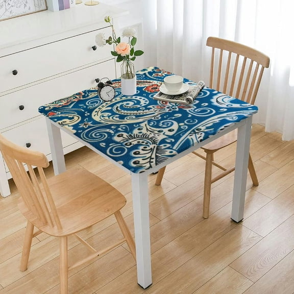 HAOXIT Fitted Square Tablecloth, Polyester Decor Table Clothes, Oil & Dust Proof Table Cover, for Kitchen Table Cloth, Fits Square Table 44''x44''