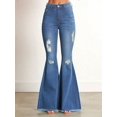 thumbnail image 4 of Women's High Waisted Flared Pants Ripped Knee Flared Women's Jeans, Casual And Fashionable Boyfriend Long Pants, 4 of 5