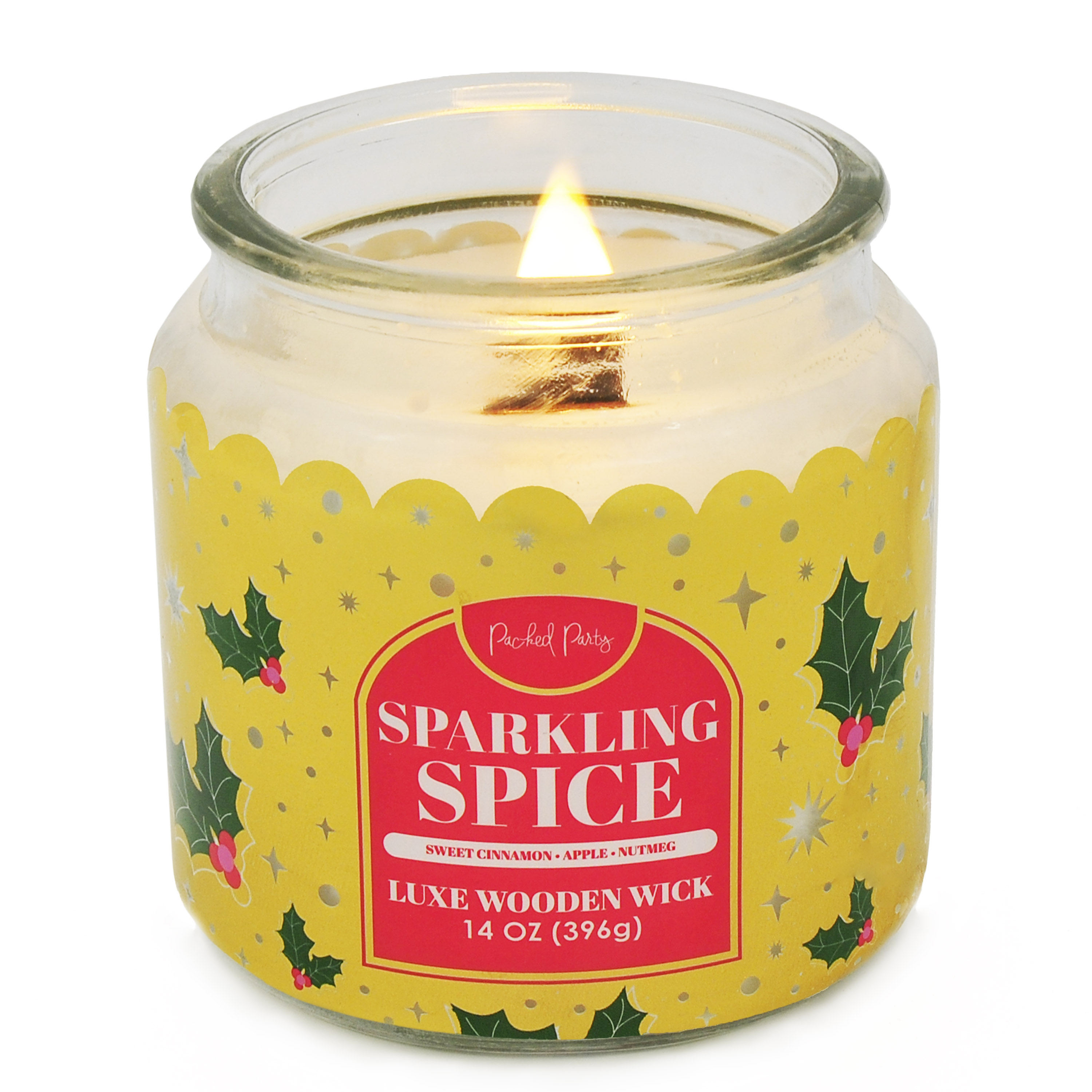 Packed Party Sparkling Spice Candle with Wood Wick, 14-Ounce
