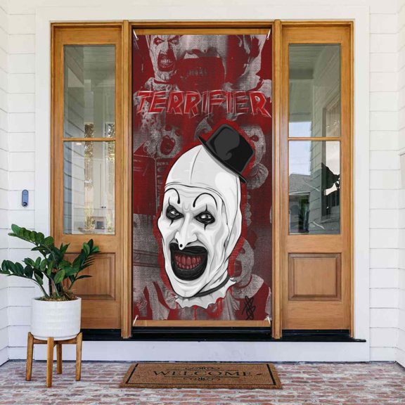 Door Cover Decoration Terrifier Hanging Banner Backdrop Tapestry Outdoor Party Decor 72.8 x 35.4 Inch
