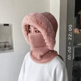 thumbnail image 2 of Hats Bomber Hat Winter Fleece Hood Ski Knit Hat With Thick Pullover Knitted Beanie Hat Cover Neck Gaiter Warmer Beanie Cap For Outdoor, 2 of 6