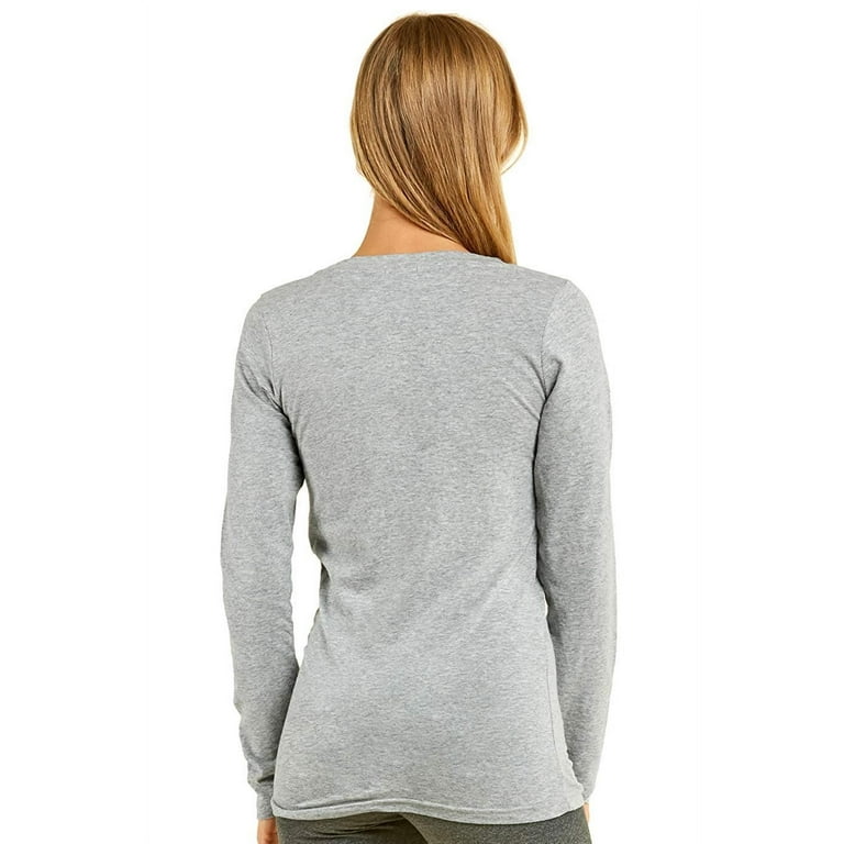 T-Shirt - Women's Fitted Cotton Long Sleeve Scoop Neck Tee S