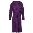 thumbnail image 4 of Capreze Men Dressing Gown Solid Color Wrap Robe Long Sleeve Bath Robes Fluffy Towelling Hooded Nightwear Purple M, 4 of 7